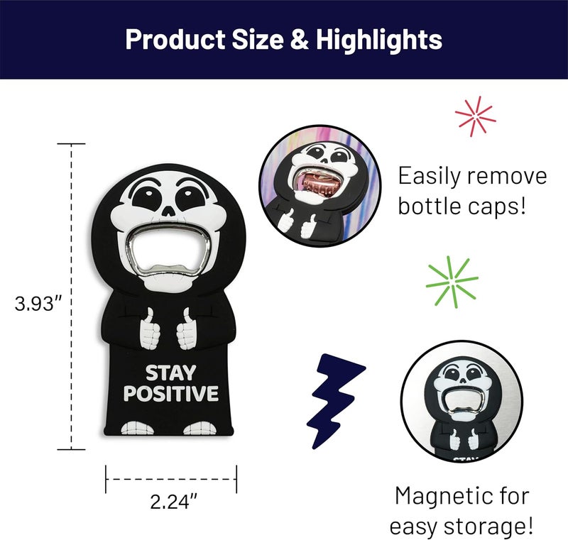 GOOFBALLS Funny Magnetic Bottle Opener – Beer Opener with Hilarious Saying – Strong Magnet for Fridge or Man Cave – Great Gag Gift for Beer Lovers, Dads, or Friends - Stay Positive - Image 3